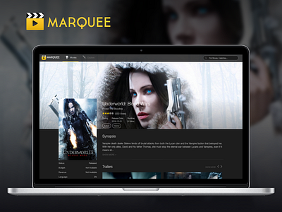 Movie Details Page for Movie Discover and Showtimes Website app dark movies showtimes trailers ui web