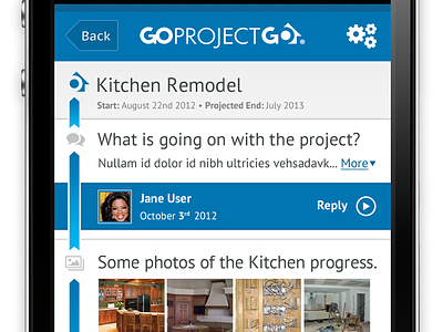 GoProjectGo Mobile Project Timeline WIP blue iphone mobile