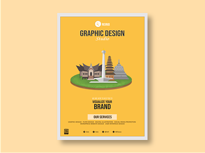 Graphic Design Studio Advertisement Poster branding design graphic design illustration poster studio typography vector yellow