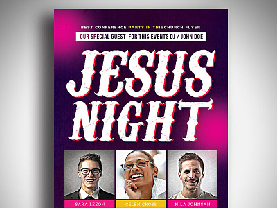 Jesus Night Church Free Psd Flyer Template Design business flyer cards editable file event flyer flyers graphic design illustration print template