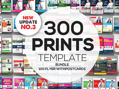 300+ Print Templates Bundle banners brochure bundle business cards cards cv flyers logos menu mockups resume