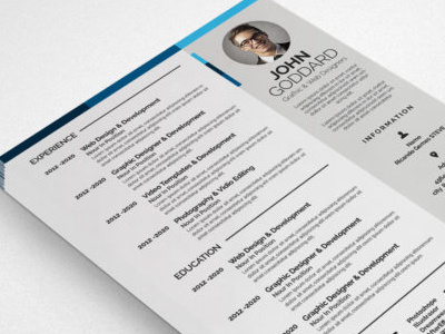 Two Pages Classic Resume CV Template a4 resume bebas clean cv cover letter creative cv creative resume curriculum vitae cv