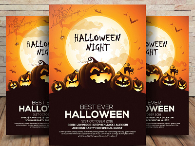 Free Halloween Party Invitation Flyer PSD advertisement backdrop background banner celebration club dance design disco flyer