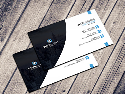 Free Creative Personal Business Card Psd Template 3.5x2 300 dpi artistic black blue business man clean cmyk company