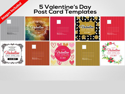 5 Valentines Day Post Cards 5 valentines day post cards business cards business flyer cards editable file event flyer flyers free files graphic design latest print print template roll ups