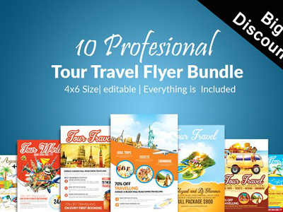 10 Tour Travel Agency Flyers Bundle business cards business flyer cards editable file event flyer flyers free files graphic design latest print print template roll ups