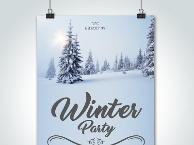 Winter Party Psd Flyer Templates business flyer cards design editable file event flyer free files illustration