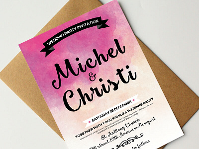 Free Watercolor Wedding Invitation Card Psd Templates