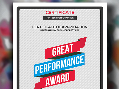 Free Performance Certificate Psd Template