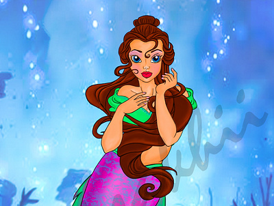 Mermaid cartoon character comic design illustration