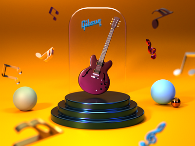 Hello Dribbble! 3d blender design first graphic design guitar icon illustration music try
