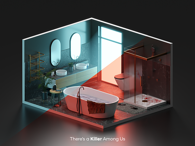 Bathroom Killer! 3d animation bathroom blender blood branding cycles design graphic design home illustration iso isometric killer logo motion graphics room ui vector window