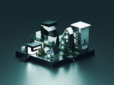 Town. 3d blender design graphic design illustration isometric minimal road town tree