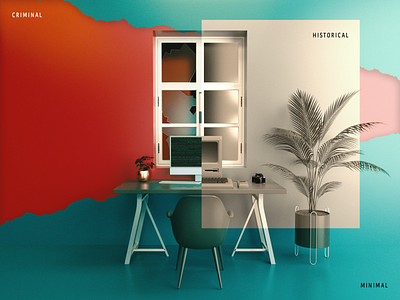 Minimal 3d blender design illustration minimal room