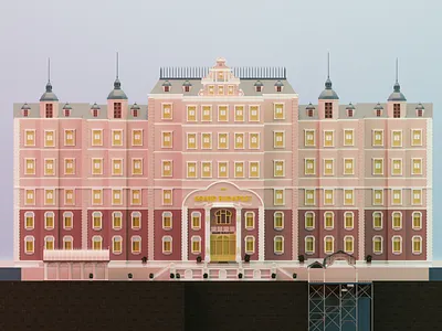 Grand Budapest 2d 3d blender branding grand budapest graphic design hotel pink vector