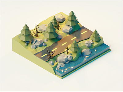 3D Rendering — Polygon Runway 3d illustration beginner blender