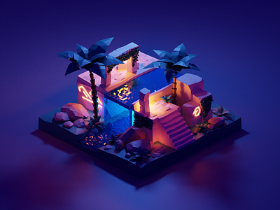 Ruins — Polygon Runway 3d illustration