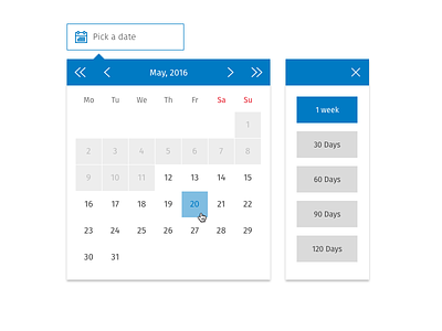 Date Picker W Addon Quick Pick calendar date picker date selection dates