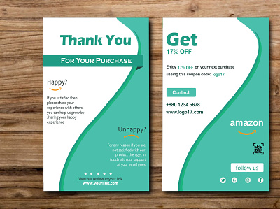 Amazon Thank You Card Design amazon product insert business card design icon invitation card pakage insert post card print item thank you card typography