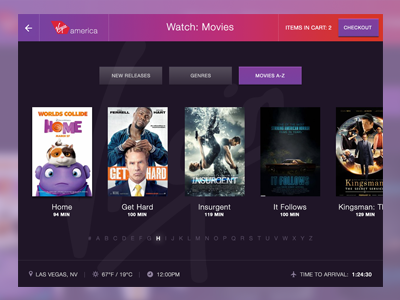 Virgin Inflight Entertainment Redesign airline app buttons entertainment gradient icons movies sketch ui ux virgin america