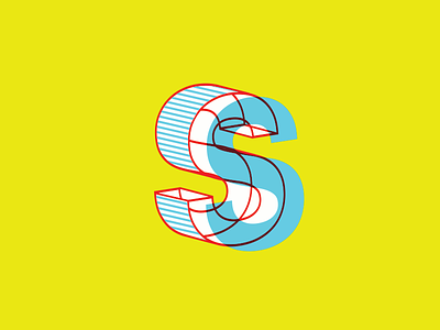 S for Sophinie 3d colorful illustration letterform overlay rebound s yellow