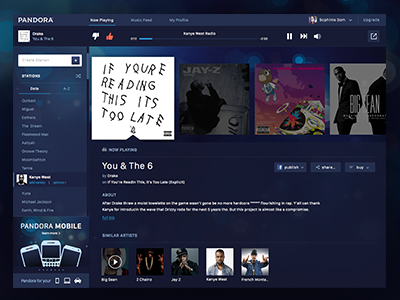 Pandora Redesign branding music player pandora redesign responsive ui update ux