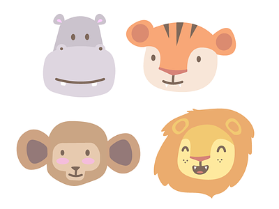 Safari Animals for Snapchat GeoFilter animals cute af hippo illustration kids lion money safari snapchat filter tiger