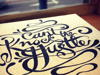 "Can't Knock the Hustle" free hand jay z painting rap series swirls typography