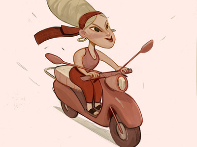 Lady on bike character characterdesign design illustration procreate