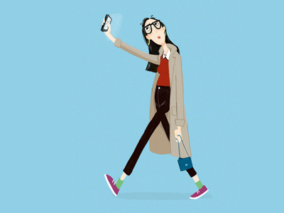 Selfiehipster character design hipster illustration mobile-phone-addict selfie