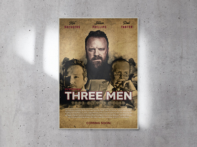Movie Poster · Three Men · Adobe Photoshop branding caricature cc design flat graphic design illustration logo vector