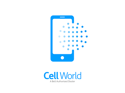 Cell World blue cell cellphone dealer logo mobile phone world
