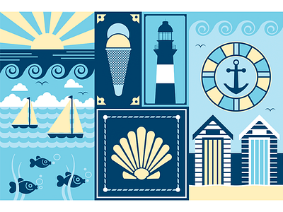 On the Coast beach flatdesign illustration nautical ocean seaside