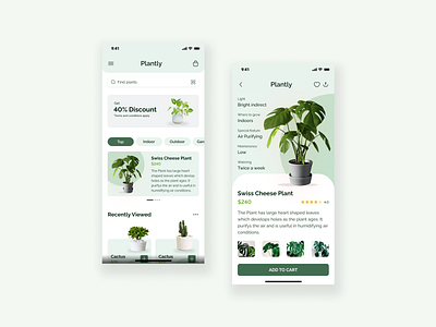 Plant app aesthetics app app ui app ux design e commerce graphic design minimal plant plant app plant app ui plants plants app ui ui for plant app ux