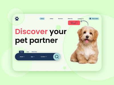 Pet Adoption Landing Page 🐕 design ui ux