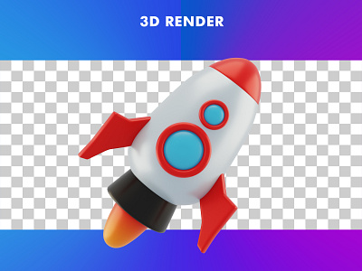 3d rocket launch illustration isolated