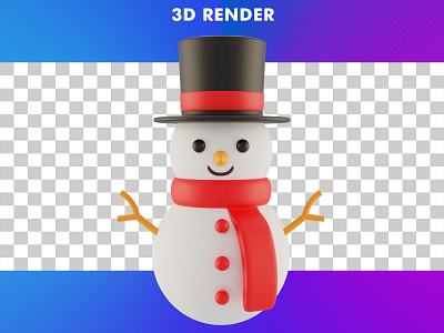 3d snowman launch illustration isolated