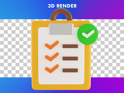 3d checklist illustration isolated 3d animation branding graphic design logo motion graphics ui