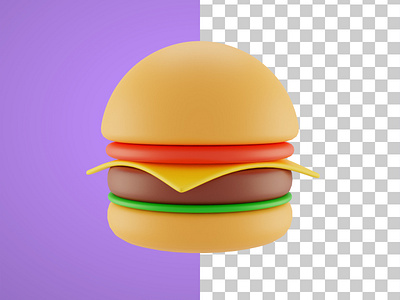 3d burger illustration isolated