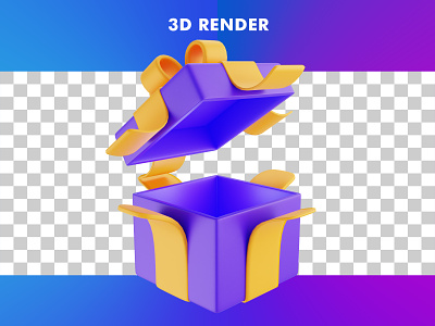 Opened gift box 3d render isolated