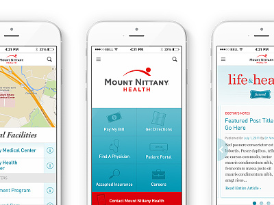 Mount Nittany Mobile health system mobile website ux