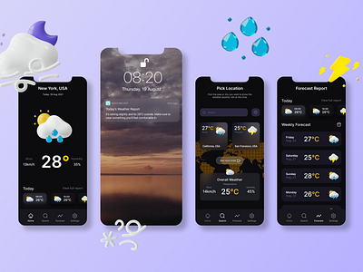 Weather App UI Design 3d app design ui ux weather weather app
