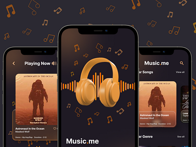 Music Player App Design 3d app branding creative design glassmorphism gradient illustration music neumorphism player skeumorphism typography ui ux