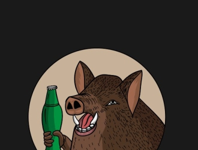 Pig drinking soft-drink