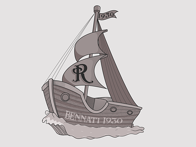 Old wood Ship logo design