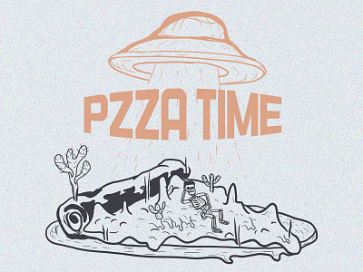 Pizza time for bone, line art