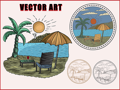 Sea beach enjoy time beach branding chair coconute design graphic design how to illustration illustration logo retro river sea t shirt tree umbrellas vector vintage