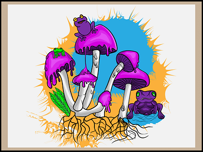 Mushroom and frog Illustration art bag cover beauty branding canvas colorful design frog graphic design illustration logo mushroom nature rendom art sticker t shirt ui ux vector vector art