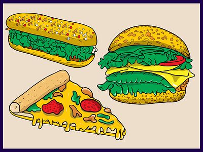 Fast Food illustration art branding burger design eating fast food fastfood food graphic design illustration logo pizza typography ui ux vector vector art vegetable