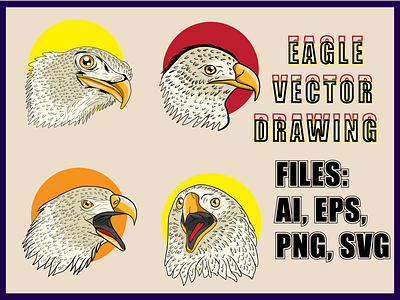 Eagle head vector art bundle bird bundle eagle free hand drawing